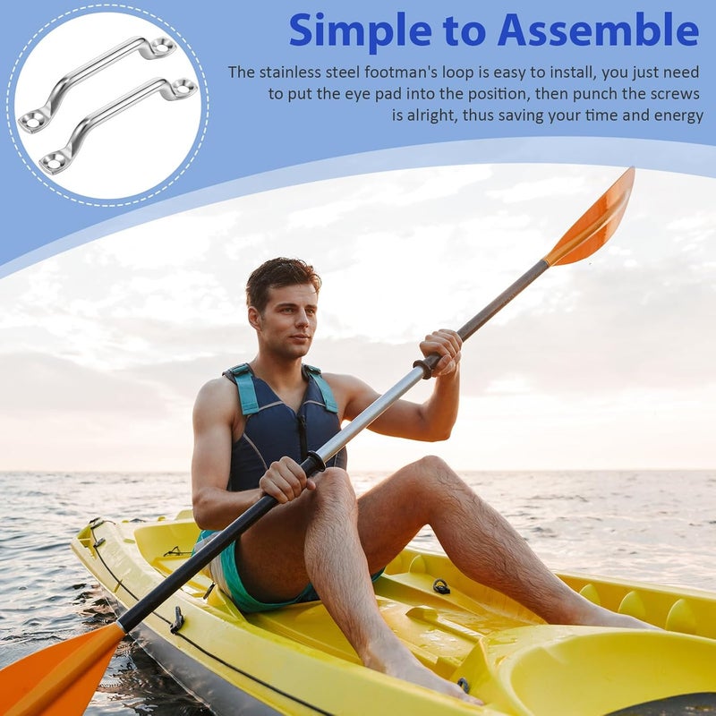 Yaocom Stainless Steel Footman Loop with Flat Head Tapping Screws Bimini Top Strap Footman Loop for Kayak, Boat - Image 4